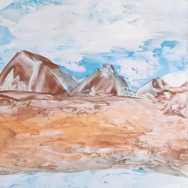 Mountain landscape of America (original hot wax painting on paper) thumb