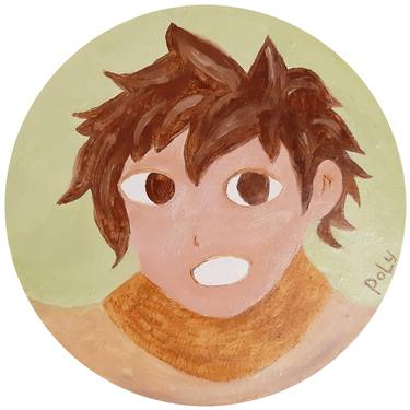 Anime fun boy portrait comic oil painting on canvas thumb