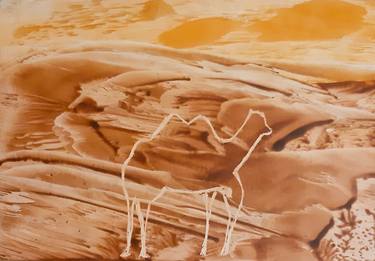 Camel in the desert (wax sketch on paper) thumb