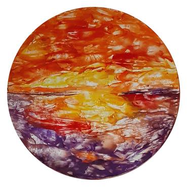 Sea and sun (abstract wax painting on canvas) thumb