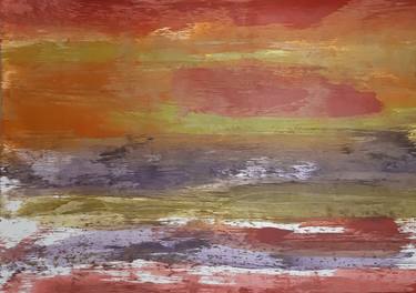 Sea and sunset (wax painting on paper) thumb