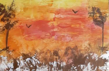 Autumn nature (wax painting on paper) thumb