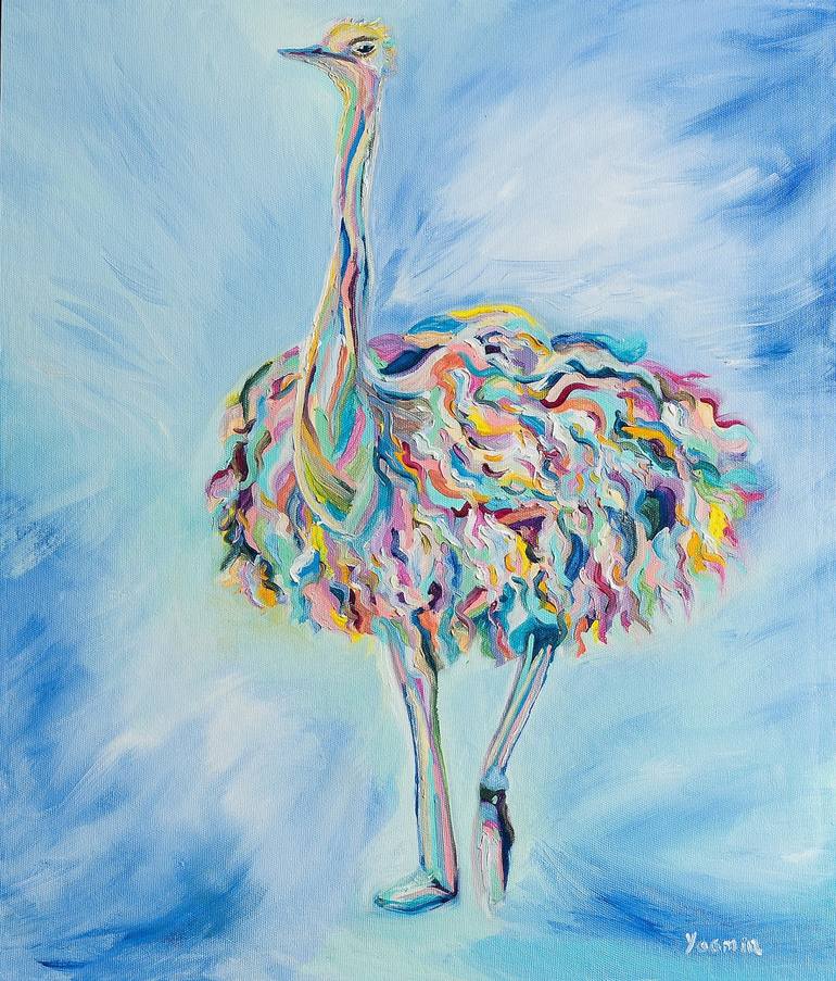 Rainbow ostrich Painting by Yana Kovaleva Saatchi Art