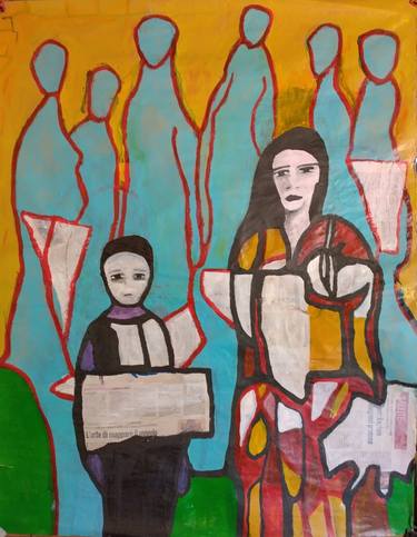Original Expressionism People Painting by Enrico Carretta