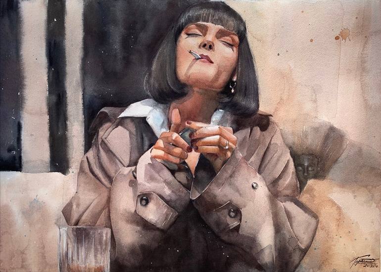 Mia Wallace from the movie Pulp Fiction Painting by Polina