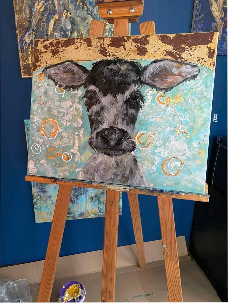 Original Figurative Cows Painting by Lilia Lisica