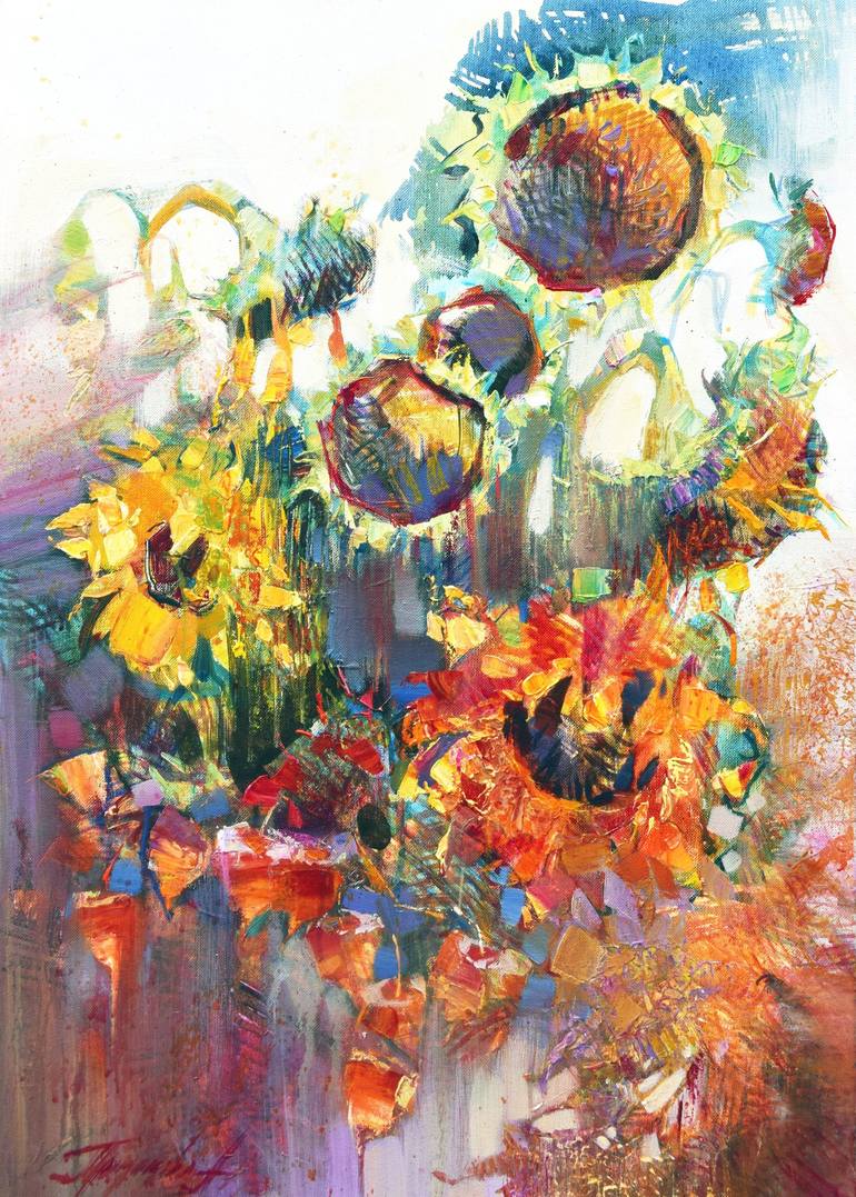 Original Abstract Floral Paintings by Tetiana Tsiko