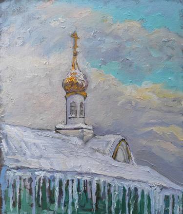 Oilpainted winter snow landscape thumb