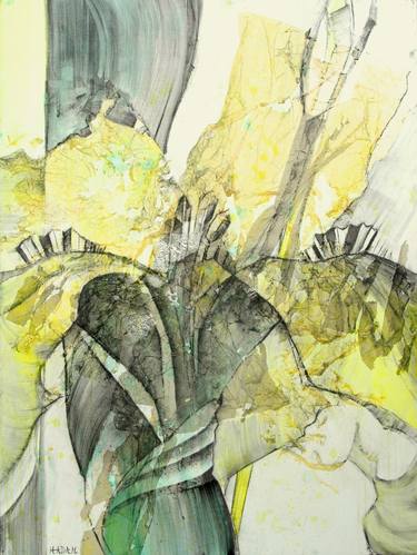 Original Art Deco Floral Painting by Ute Hadam