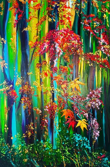Mystical forest- blue, magenta and gold thumb