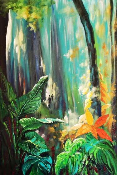 Mystical forest - green,orange and dark blue thumb