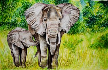 Elephants of Karnataka Watercolor thumb