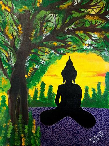 Dittelle Abstract Indian Buddha Meditation Yoga Canvas Painting