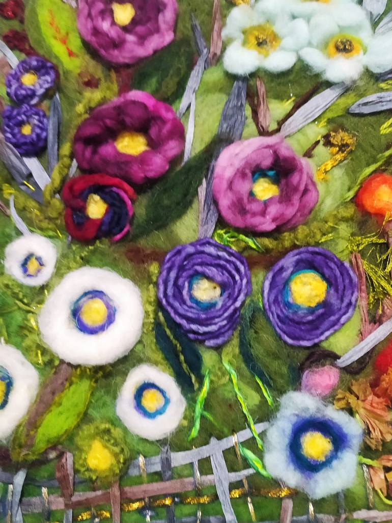 Original Art Deco Floral Mixed Media by Sacide Elmali