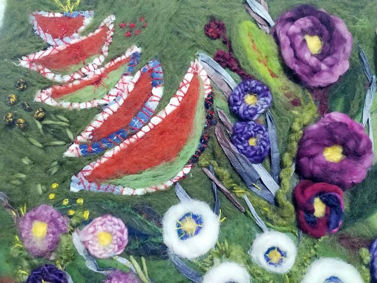 Original Art Deco Floral Mixed Media by Sacide Elmali