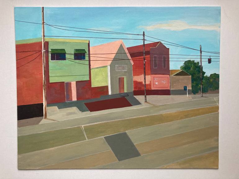 Original Geometric Cities Painting by Lusie Schellenberg