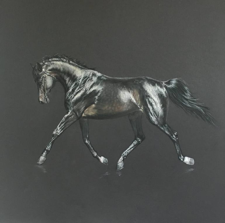 Original Fine Art Horse Painting by Lusie Schellenberg