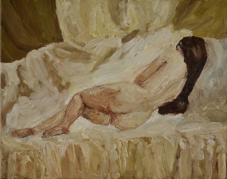 Original Impressionism Nude Painting by Lusie Schellenberg