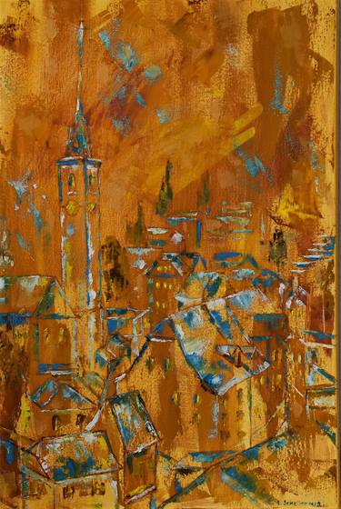 Print of Abstract Cities Paintings by Lusie Schellenberg