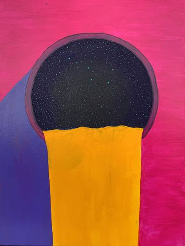 YELLOW SPACE - 30x40 cm // pink, yellow, space, stars thumb