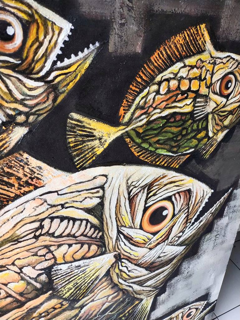 Original Abstract Fish Painting by Balinese gallery of Art