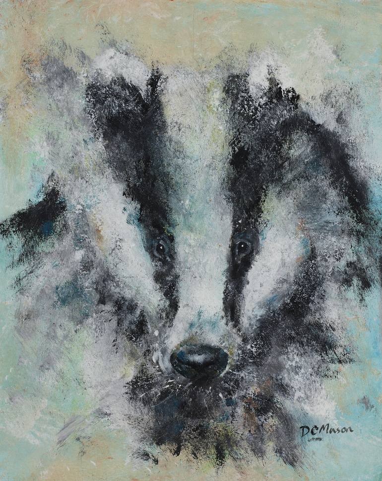 Wildlife,Animal,Art Watercolour Card wall Gift Print Badger,Sale,Original 