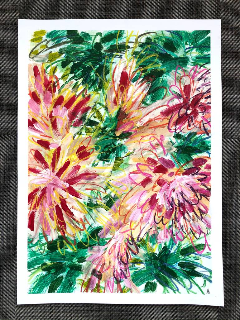 Original Abstract Floral Painting by Michael Khripin
