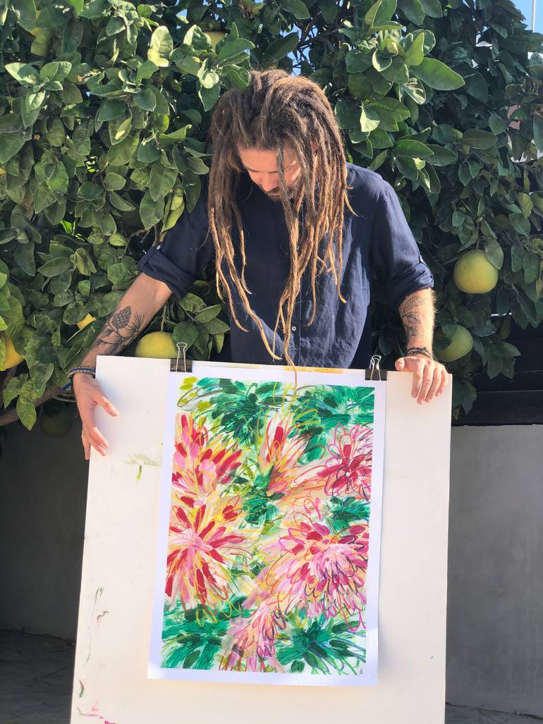 Original Abstract Floral Painting by Michael Khripin