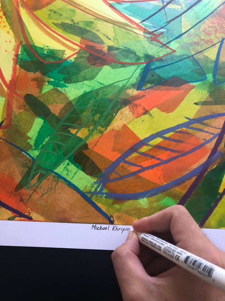 Original Abstract Botanic Painting by Michael Khripin
