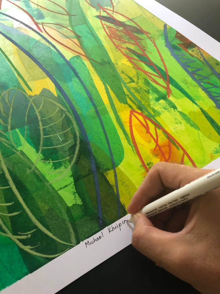 Original Abstract Botanic Painting by Michael Khripin