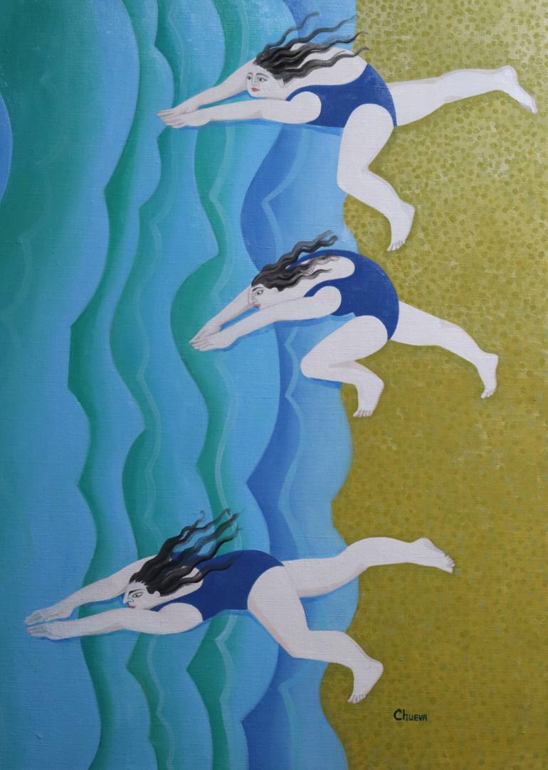 Original Figurative Beach Painting by Sonya Chueva