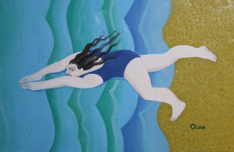 Original Figurative Beach Painting by Sonya Chueva