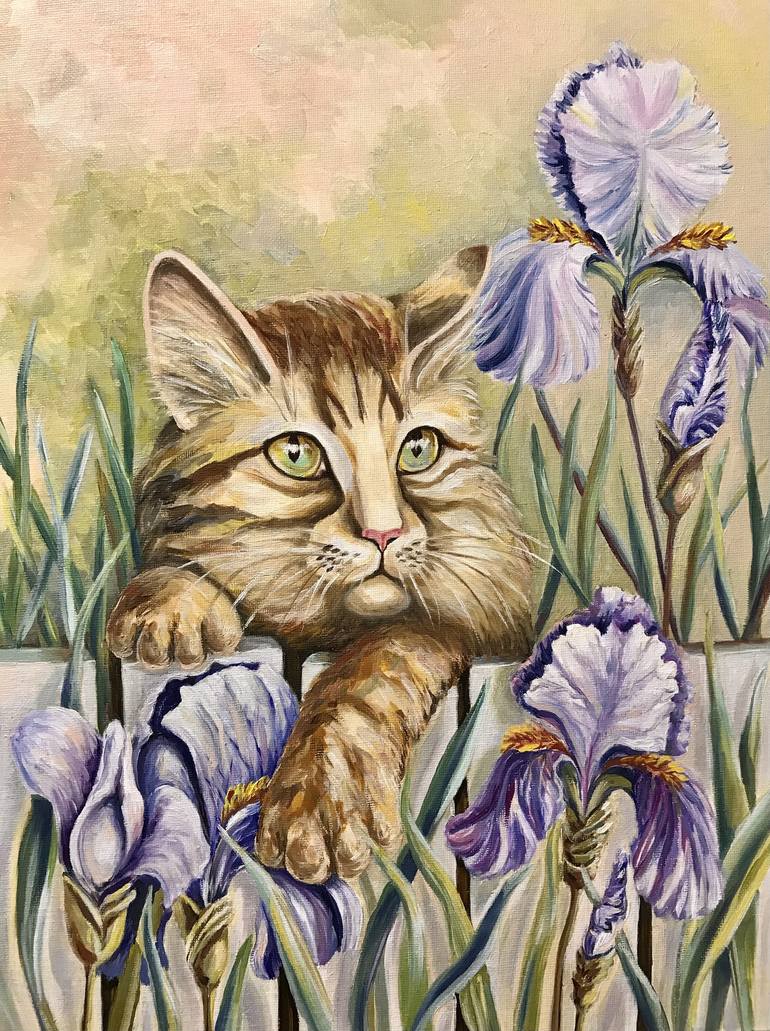 Original Portraiture Cats Painting by Yarema Oxana