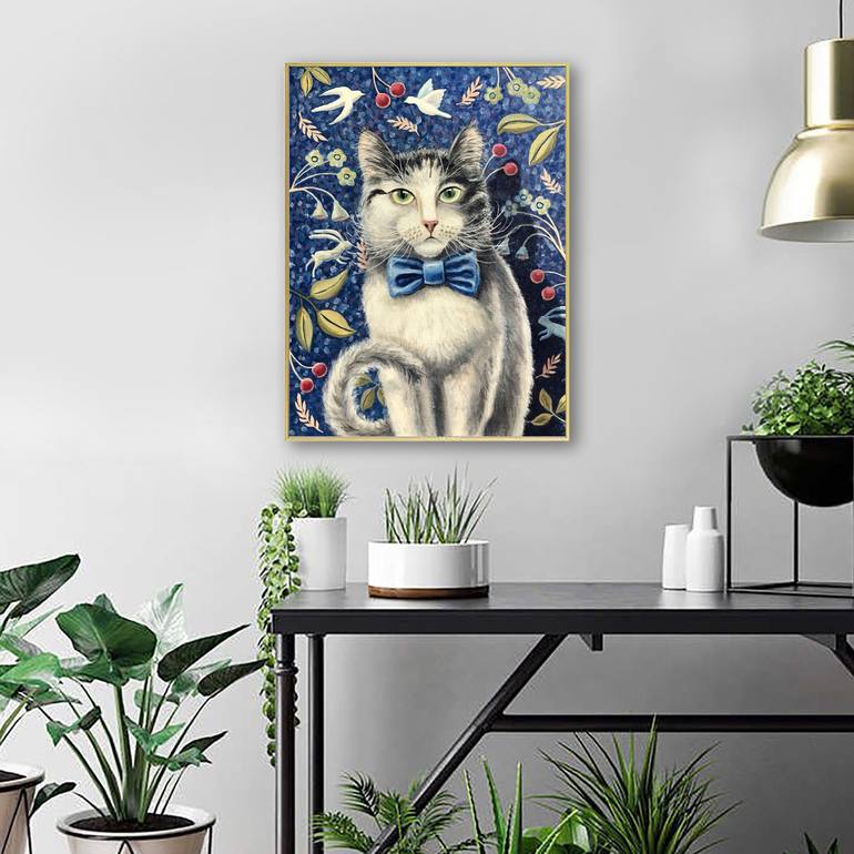 Original Fine Art Cats Painting by Yarema Oxana