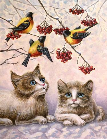 Original Fine Art Cats Paintings by Yarema Oxana