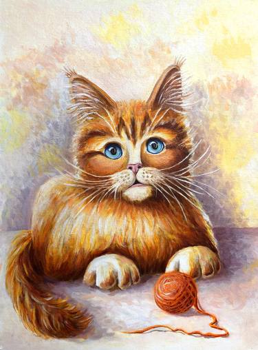 Print of Cats Paintings by Yarema Oxana