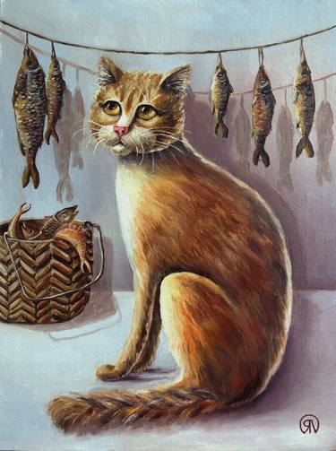 Print of Art Deco Cats Paintings by Yarema Oxana