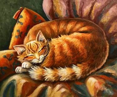 Print of Cats Paintings by Yarema Oxana