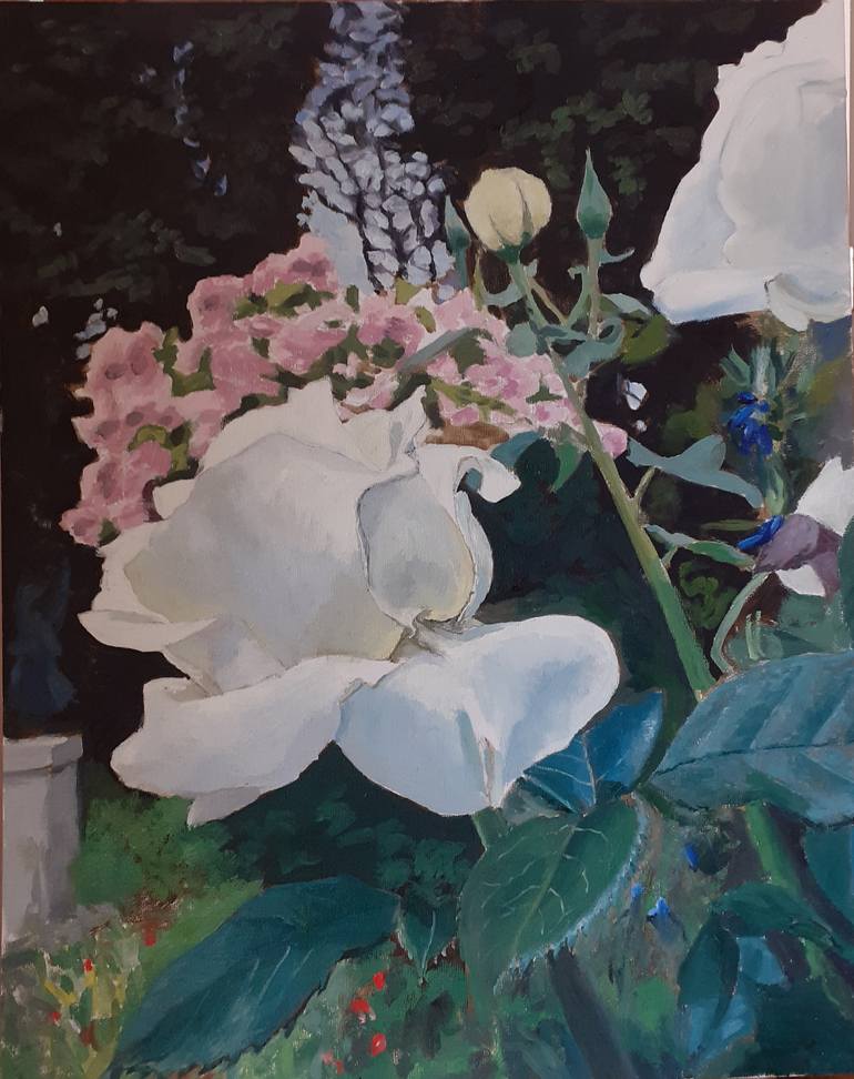 Rose in garden Painting by John Slater | Saatchi Art