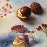 In the studio, artwork details with the nature