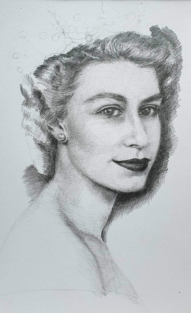 HM The Queen Elizabeth II Drawing by Natasha Sokolnikova | Saatchi Art