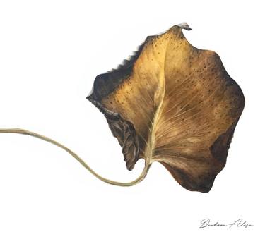 Monstera dry leaf (2020) • botanic • watercolor leaves • for interior • golden• plant • 40x30 cm thumb