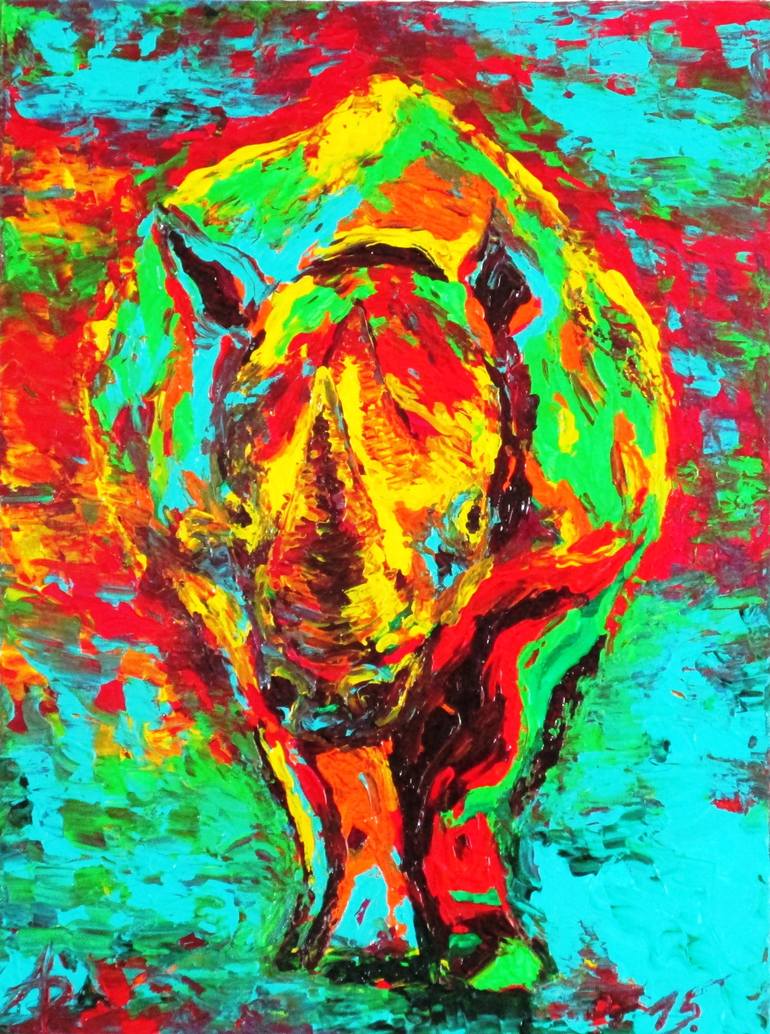 Rhino Painting by Arno Diedrich | Saatchi Art