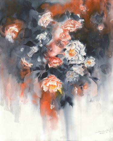 Original Abstract Expressionism Floral Paintings by Santa Moreno-Gonzalez