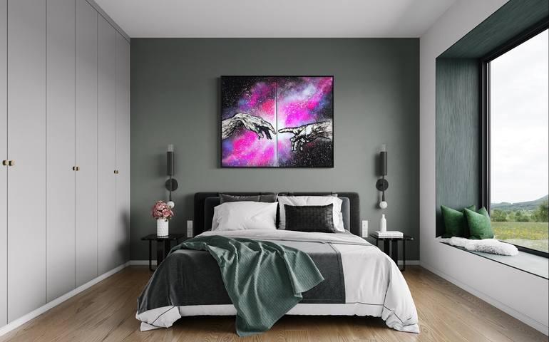 Original Art Deco Outer Space Painting by SOUL SISTERS STUDIO