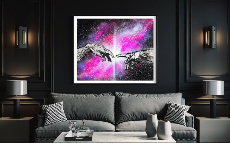 Original Art Deco Outer Space Painting by SOUL SISTERS STUDIO
