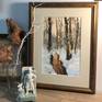 painting, framed with a cardboard insert, in the interior