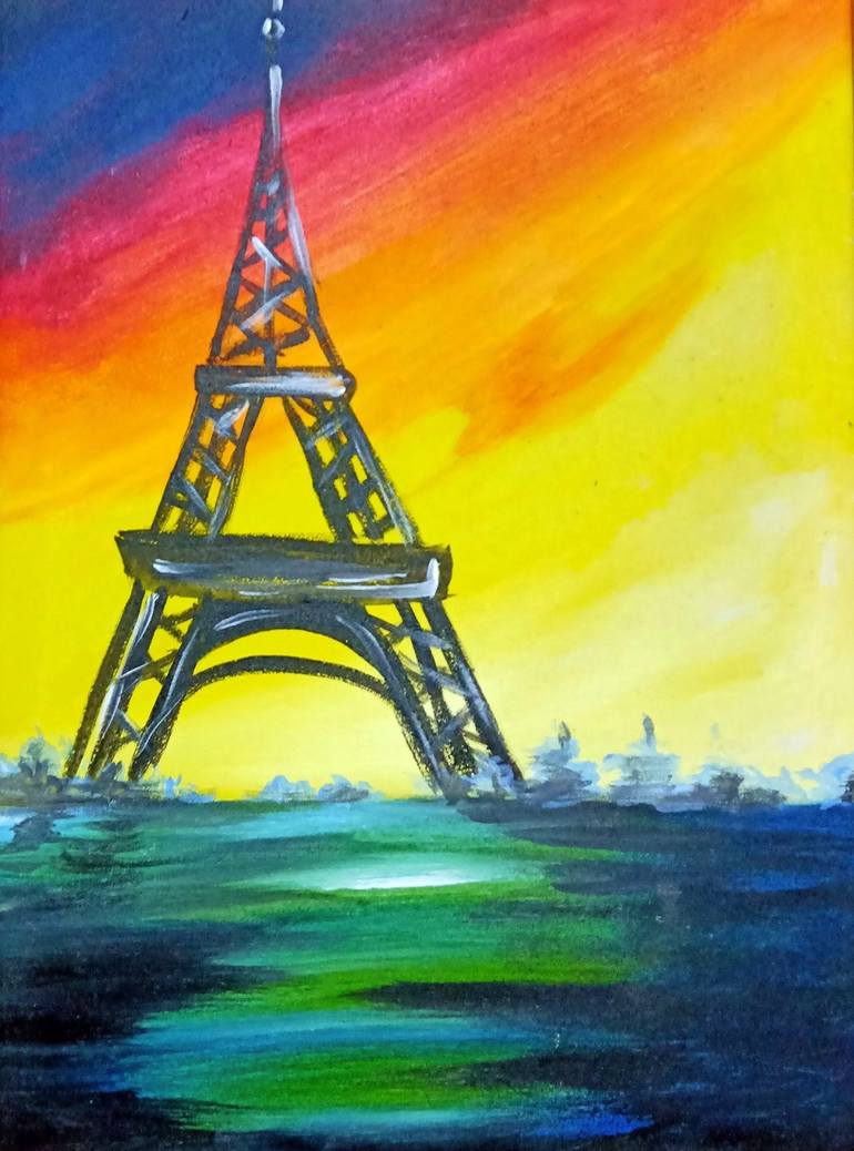 abstract eiffel tower painting