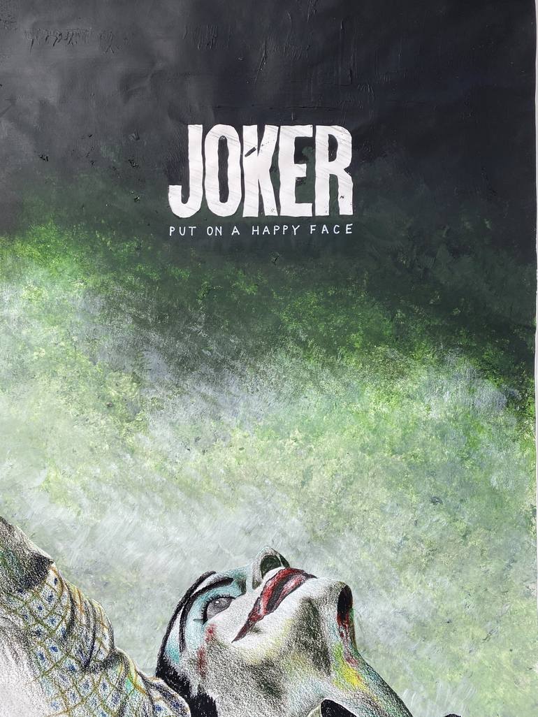 Joker Movie Poster Rendition Hand Painted Drawn Painting By Rohail Aslam Saatchi Art