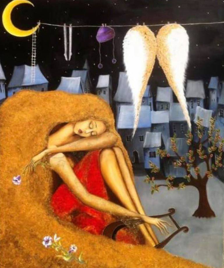 Original Art Deco Fantasy Painting by Barbare Gegidze